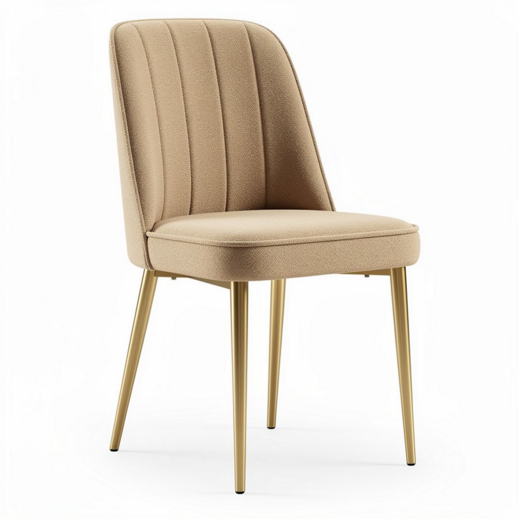 Upholstered dining chair with ribbed design and gold metal legs 45 x 50 x 85cm