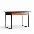 Wooden desk with metal legs and two drawers 120 x 60 x 75cm for home office use