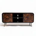 Wooden media console table with two drawers and open shelving 150 x 45 x 50cm