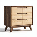 Wooden six-drawer chest with natural finish for bedroom storage 80 x 40 x 75cm