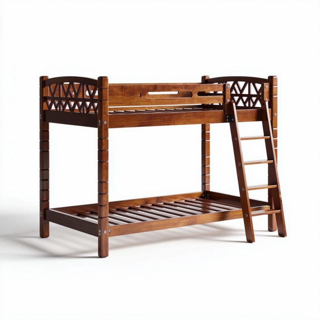 Solid wood twin over twin bunk bed with ladder and open design 78 x 42 x 62 inches