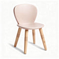 Children's chair with natural wood legs and soft pink plastic seat 30 x 30 x 60cm
