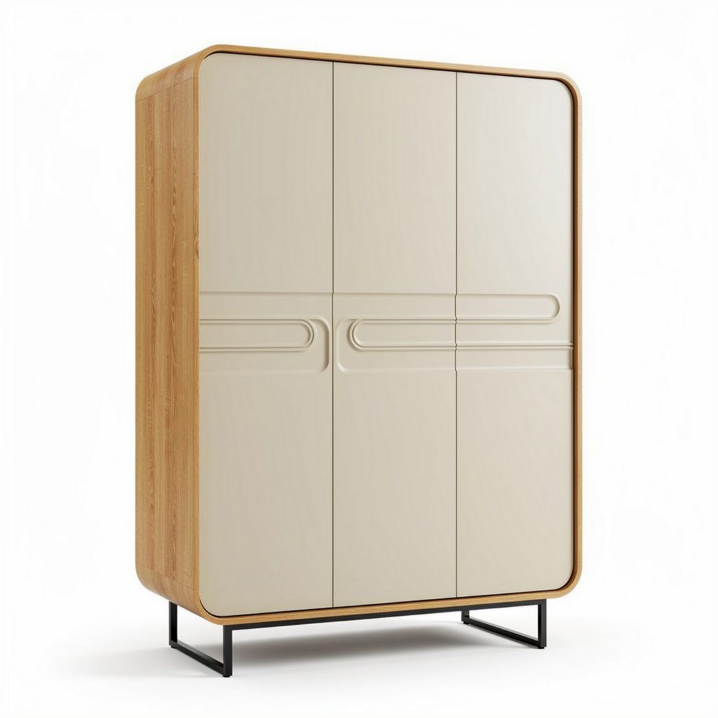 Wooden and plastic combination storage cabinet with four doors 90 x 45 x 140cm