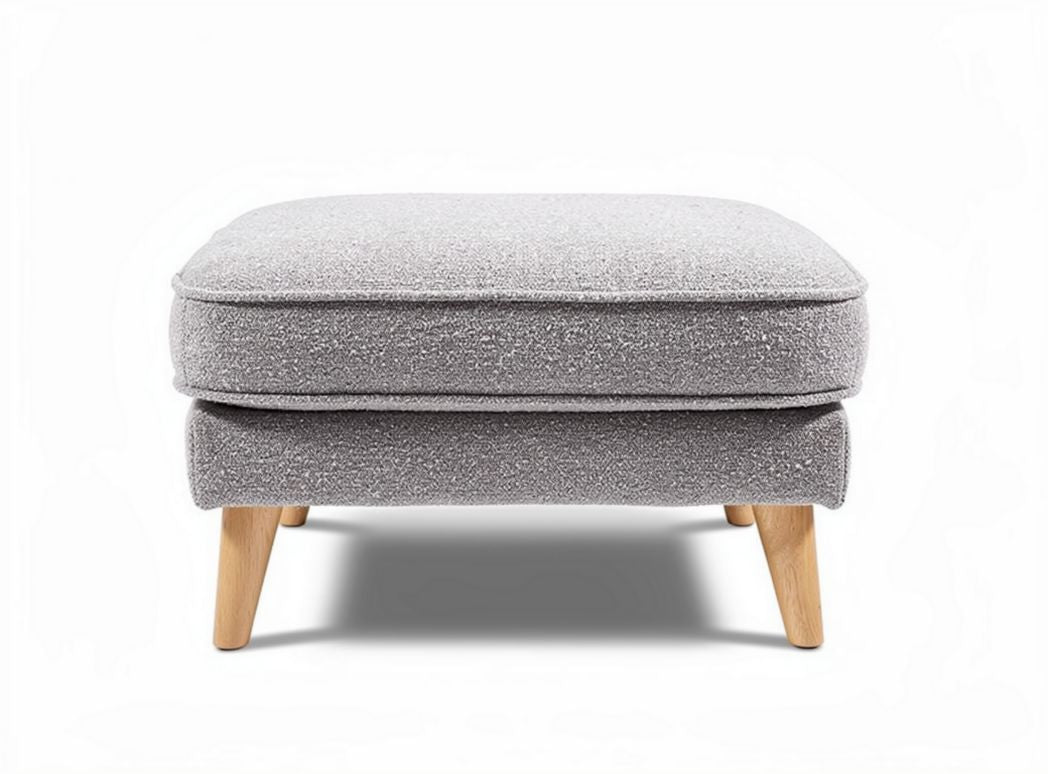 Gray fabric ottoman with wooden legs 60 x 60 x 30cm for living room use