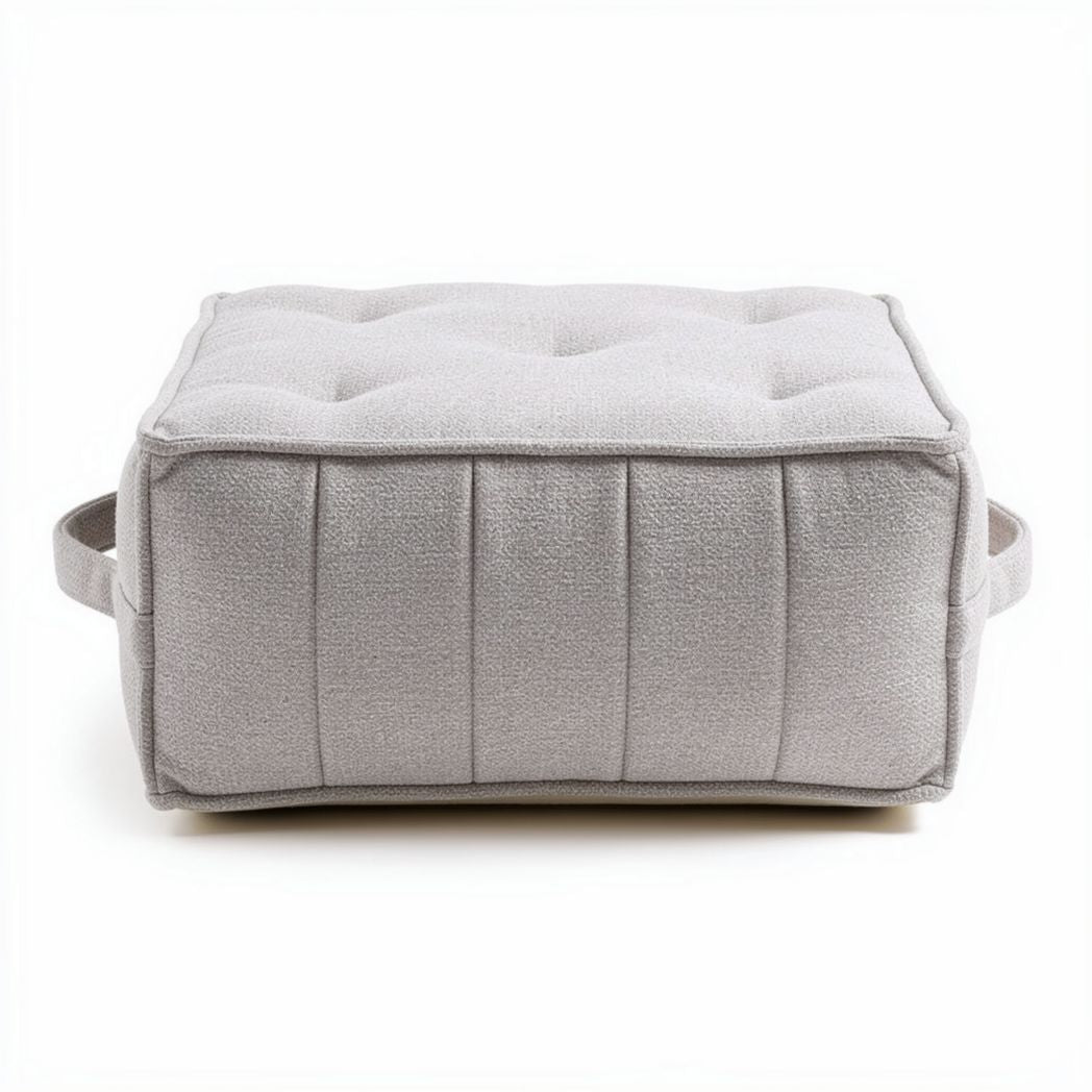 Tufted square cushion for indoor outdoor use made of durable fabric 45 x 45 x 15cm gray