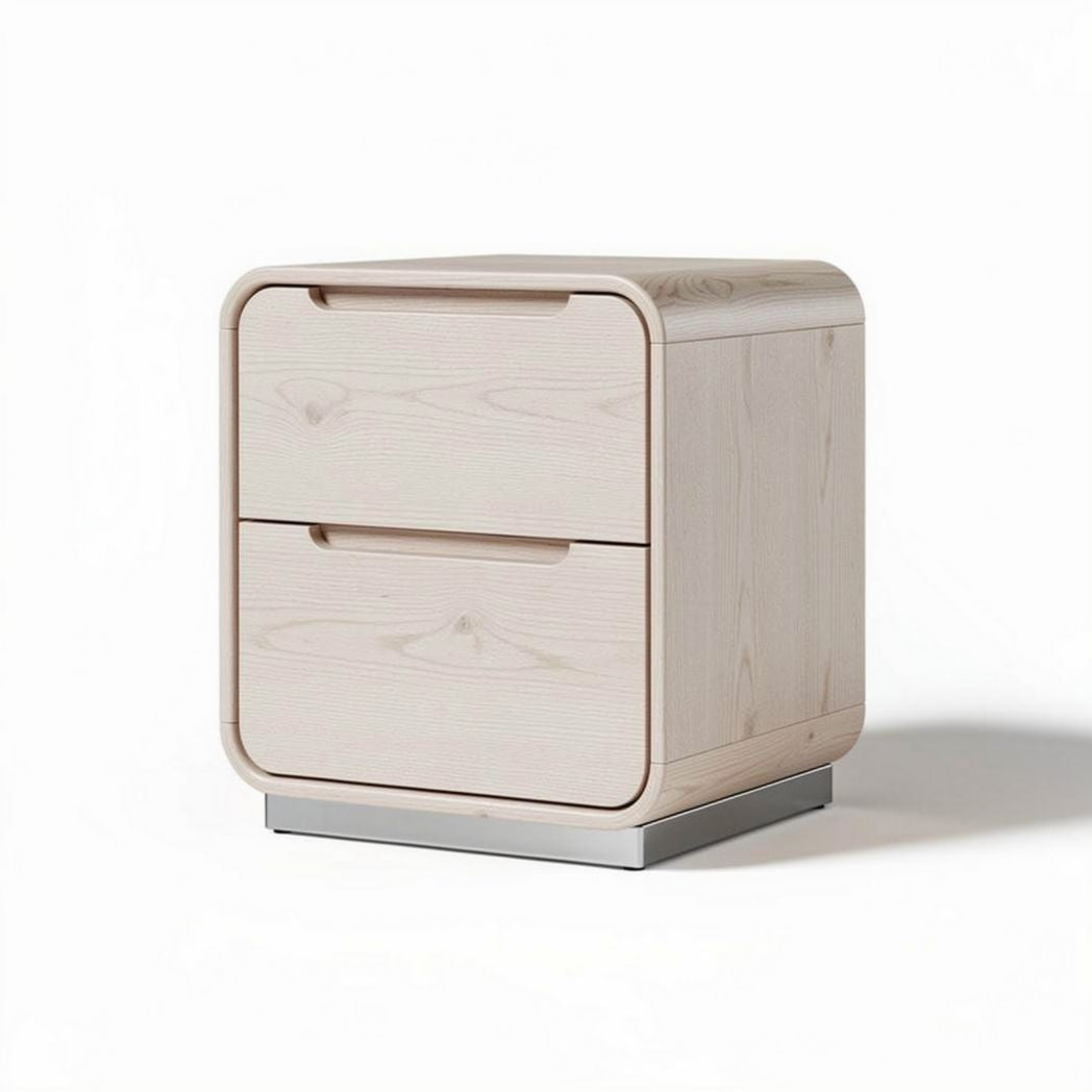 Wooden nightstand with two drawers in natural finish 40 x 40 x 50cm